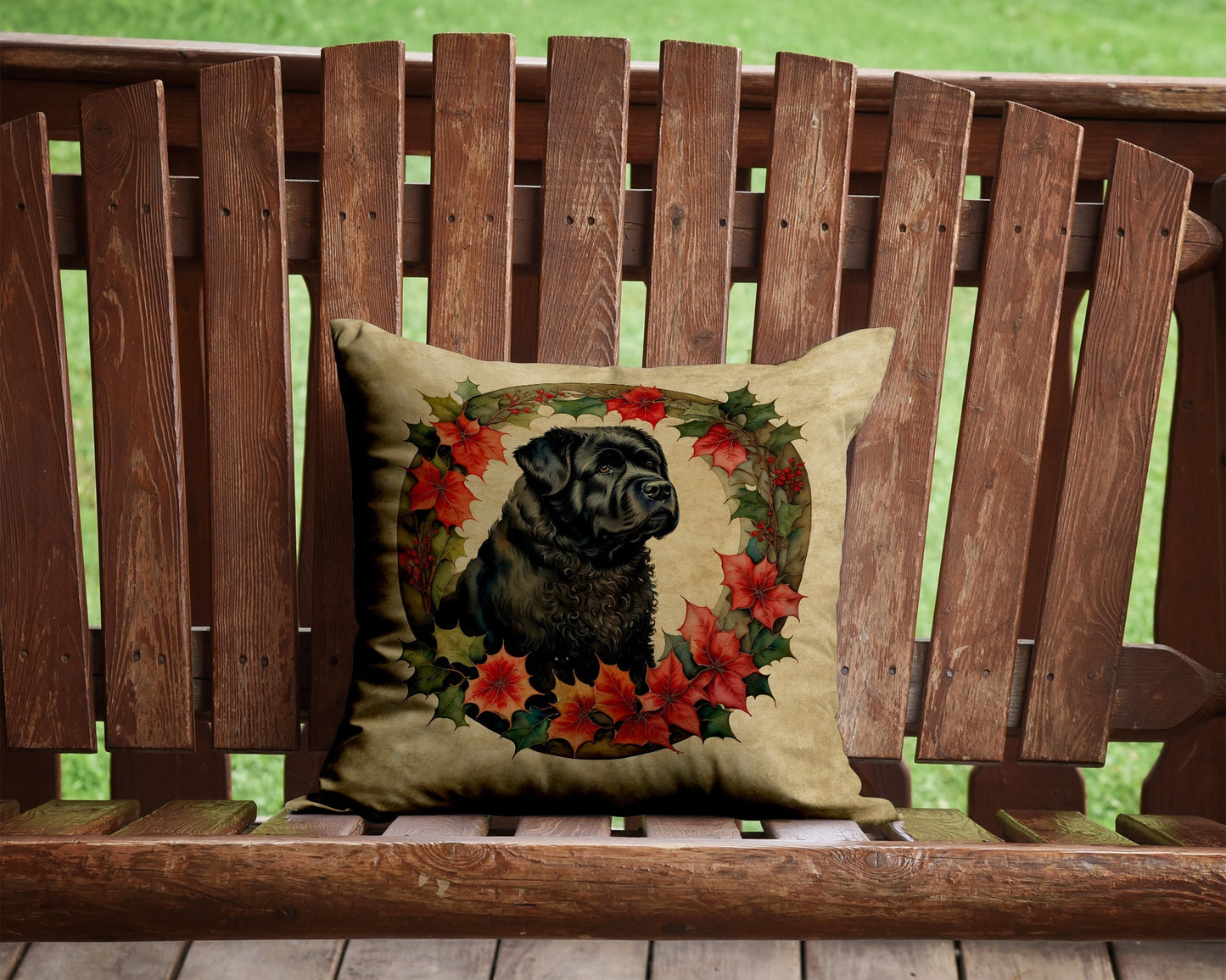 Bouvier Des Flandres Christmas Flowers Throw Pillow - One Color / One Size - Home & Garden - Home Textile - Pillows