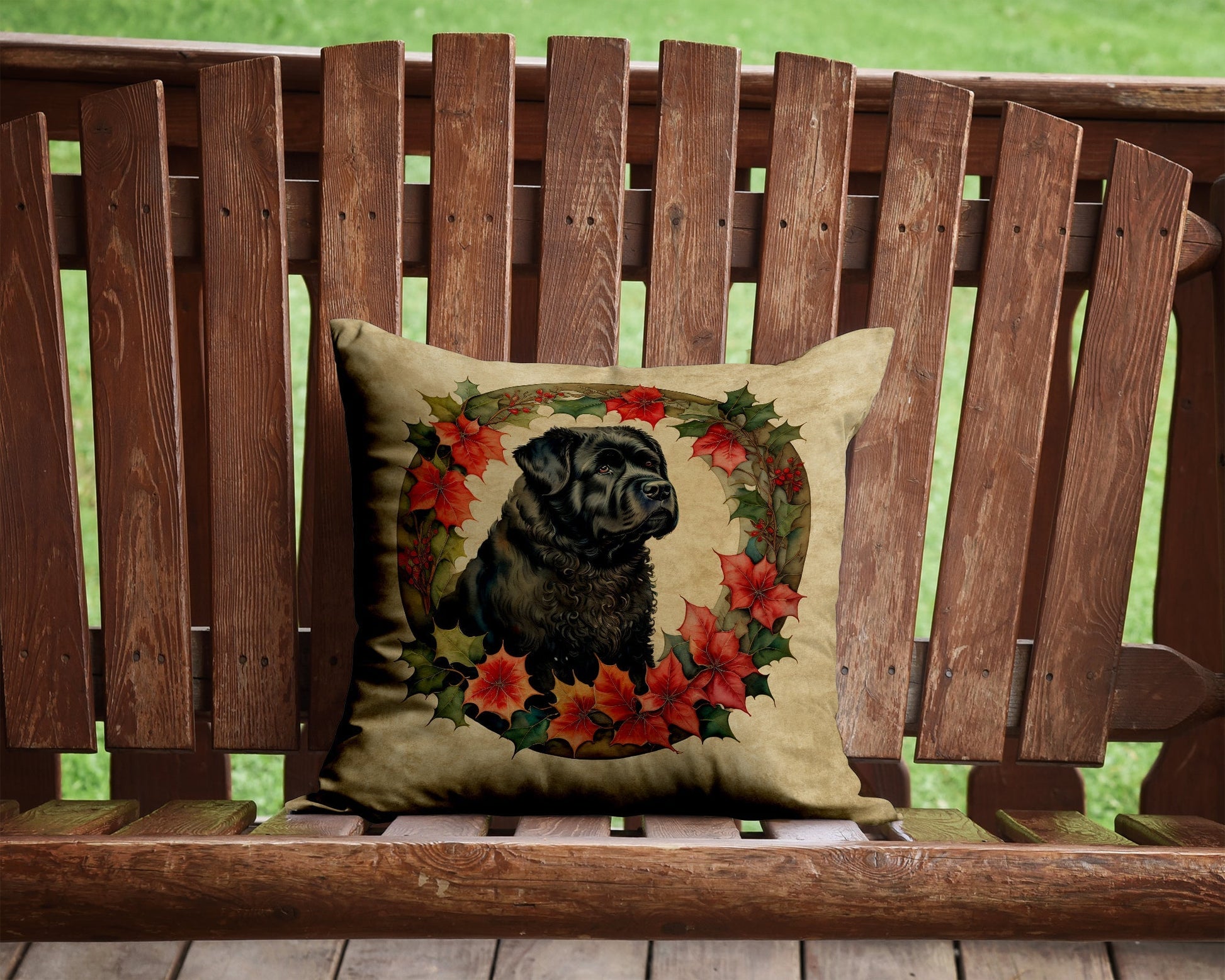 Bouvier Des Flandres Christmas Flowers Throw Pillow - One Color / One Size - Home & Garden - Home Textile - Pillows
