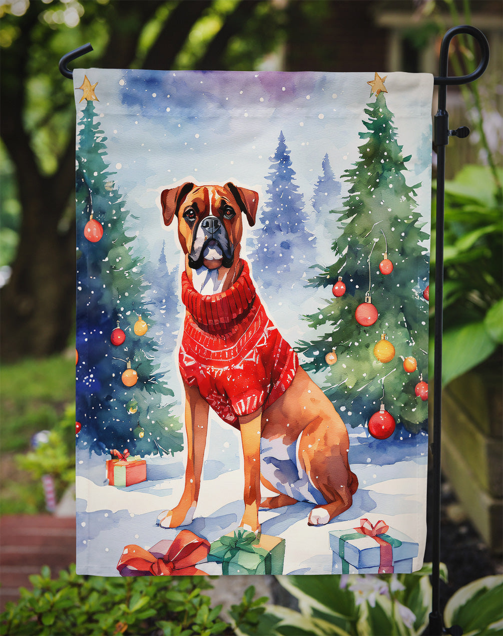 Boxer Christmas Garden Flag - One Color / One Size - Home & Garden - Home Decor - Flags Banners & Accessories