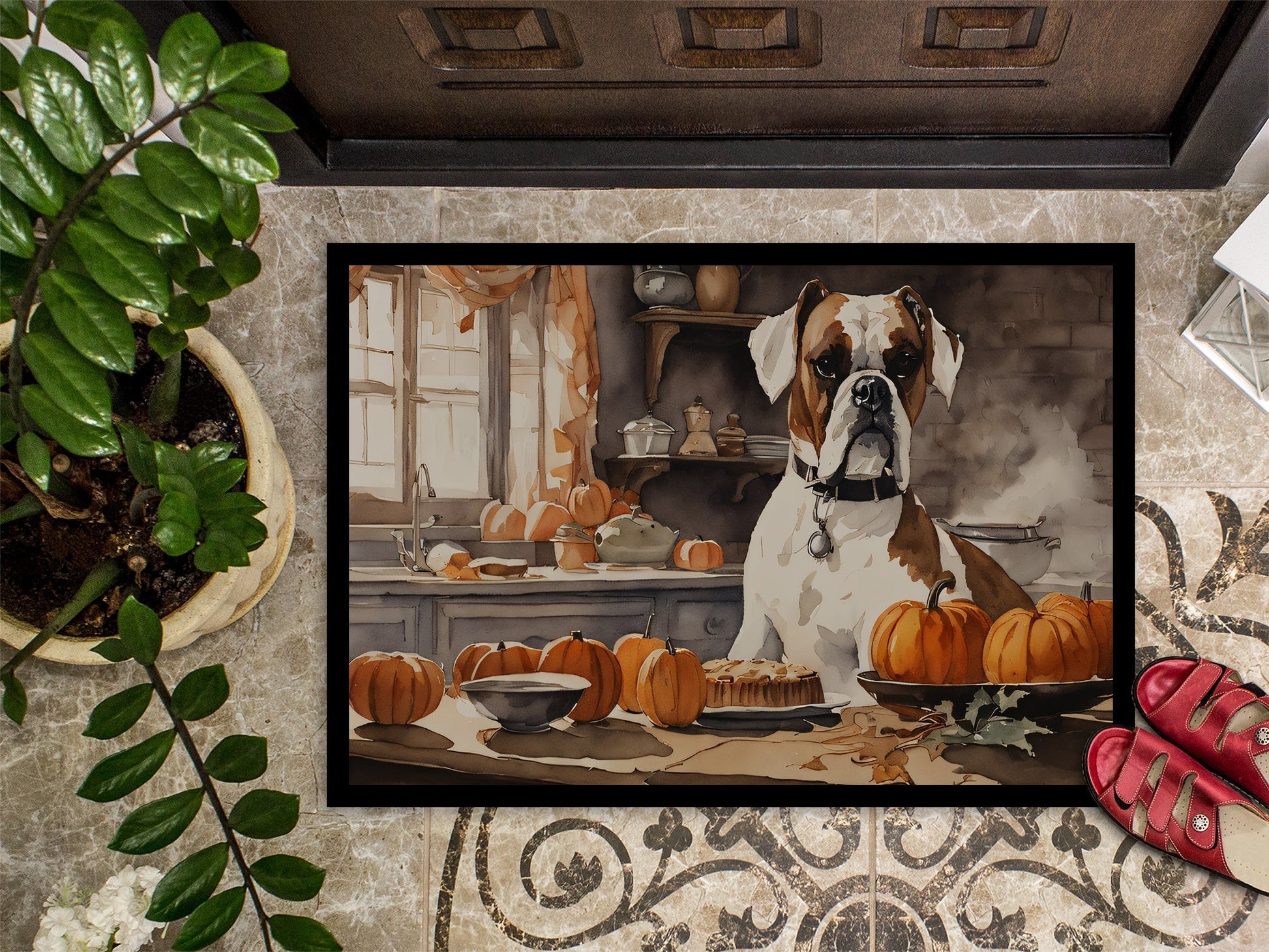 Boxer Fall Kitchen Pumpkins Doormat - One Color / One Size - Home & Garden - Home Textile - Carpets & Rugs