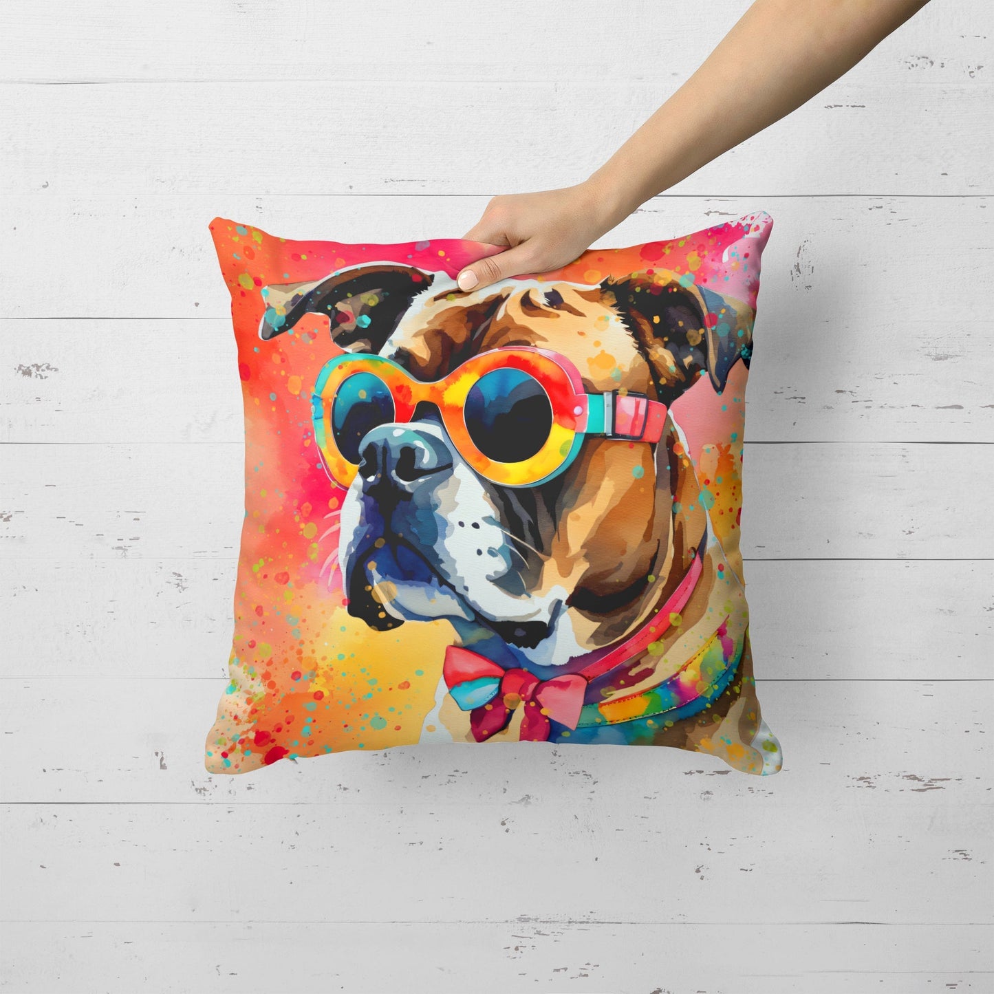 Boxer Hippie Dawg Throw Pillow - One Color / One Size - Home & Garden - Home Textile - Pillows