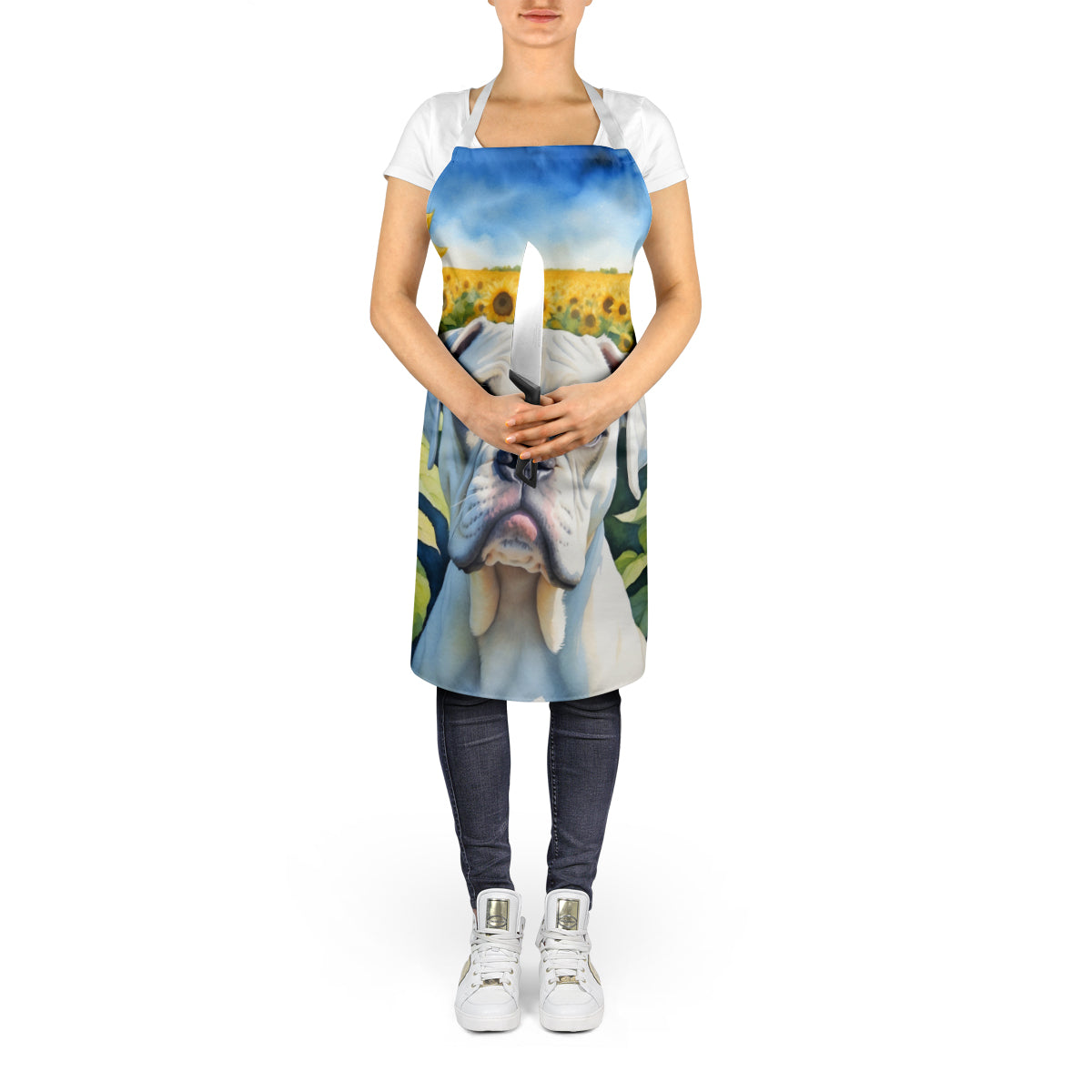 Boxer in Sunflowers Apron - One Color / One Size - Home & Garden - Kitchen Dining & Bar - Table Decoration & Accessories