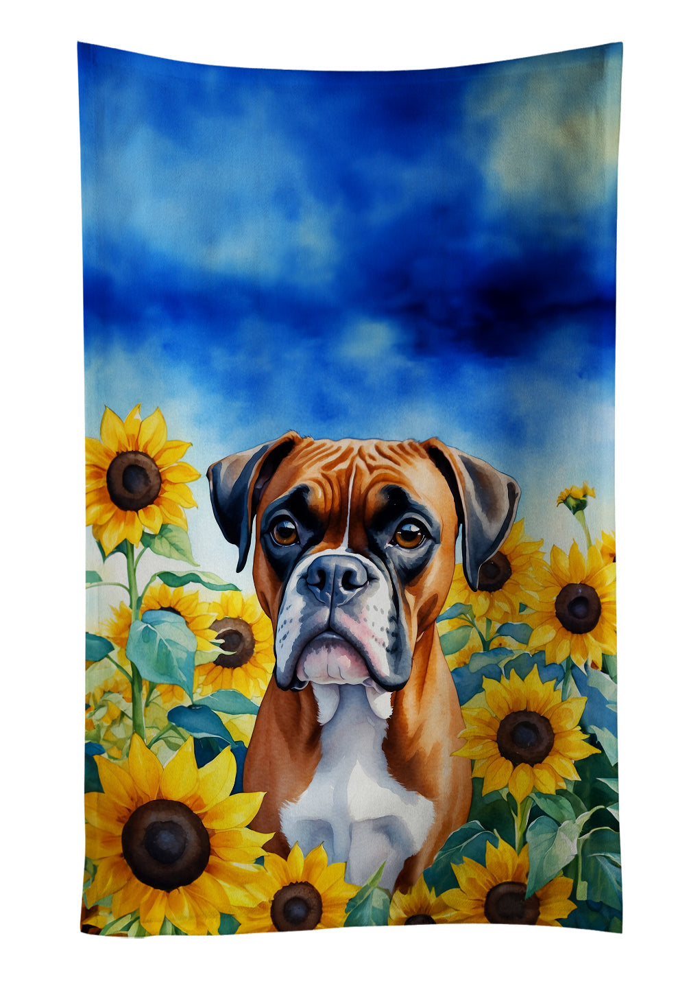Boxer in Sunflowers Kitchen Towel - One Color / One Size - Home & Garden - Home Textile - Towels