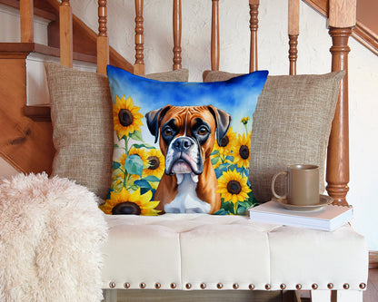 Boxer in Sunflowers Throw Pillow - One Color / One Size - Home & Garden - Home Textile - Pillows