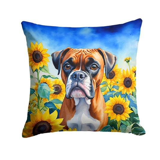 Boxer in Sunflowers Throw Pillow - One Color / One Size - Home & Garden - Home Textile - Pillows