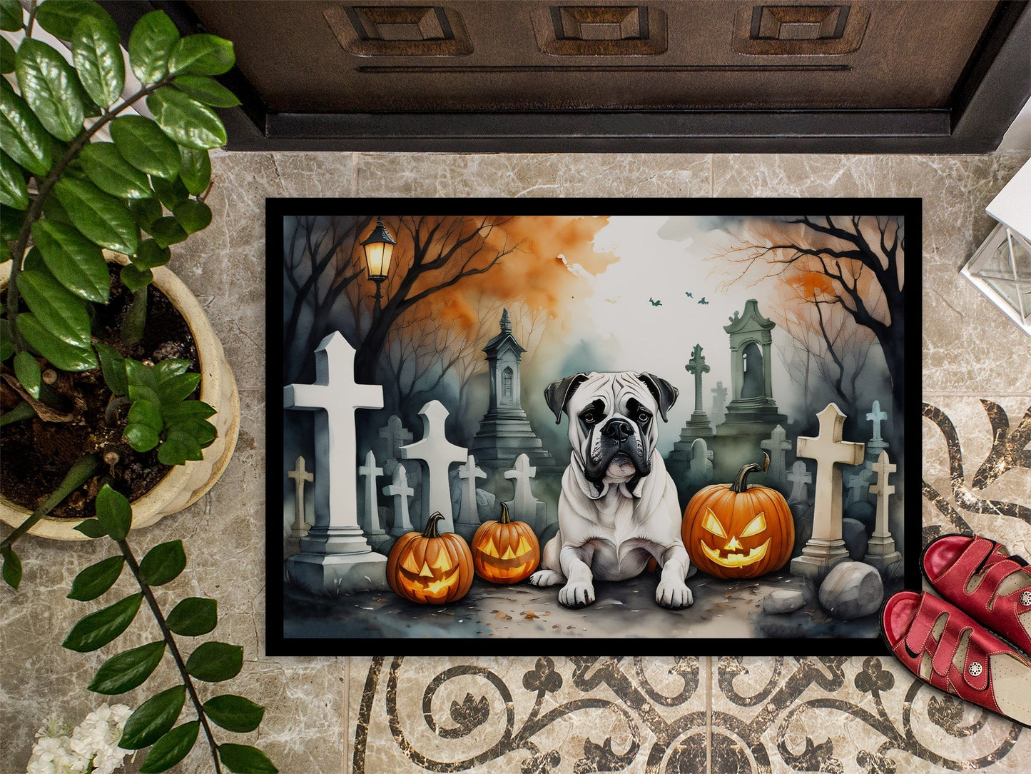 Boxer Spooky Halloween Doormat - One Color / One Size - Home & Garden - Home Textile - Carpets & Rugs