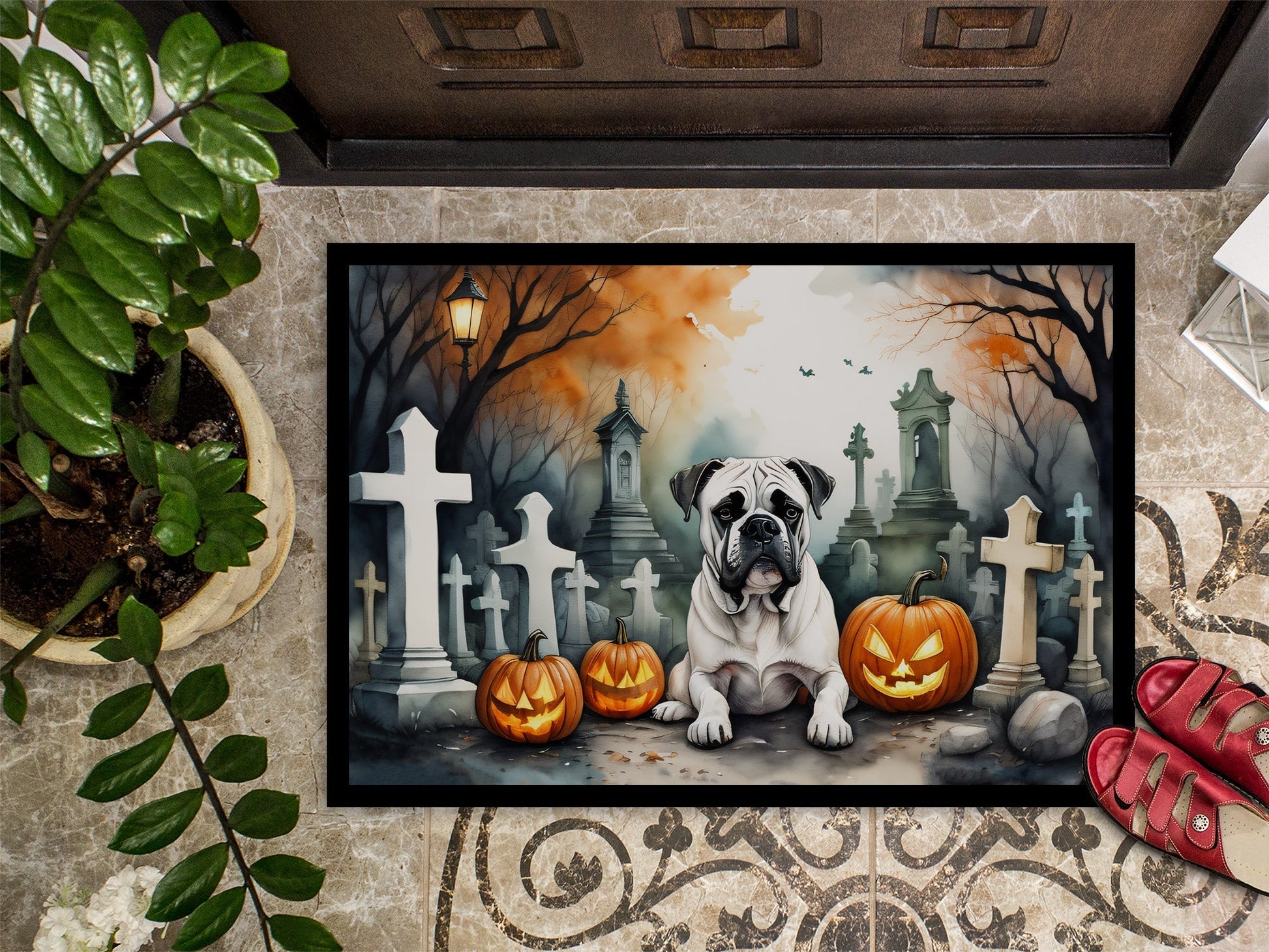 Boxer Spooky Halloween Doormat - One Color / One Size - Home & Garden - Home Textile - Carpets & Rugs