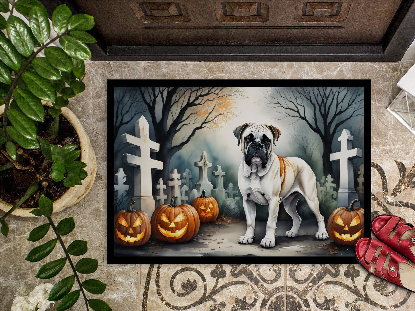 Boxer Spooky Halloween Doormat - One Color / One Size - Home & Garden - Home Textile - Carpets & Rugs