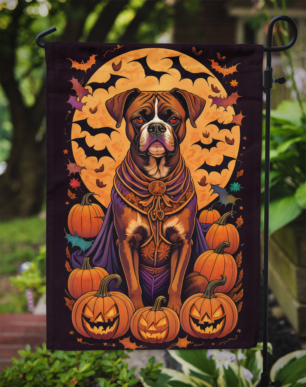 Boxer Witchy Halloween Garden Flag - One Color / One Size - Home & Garden - Home Decor - Flags Banners & Accessories