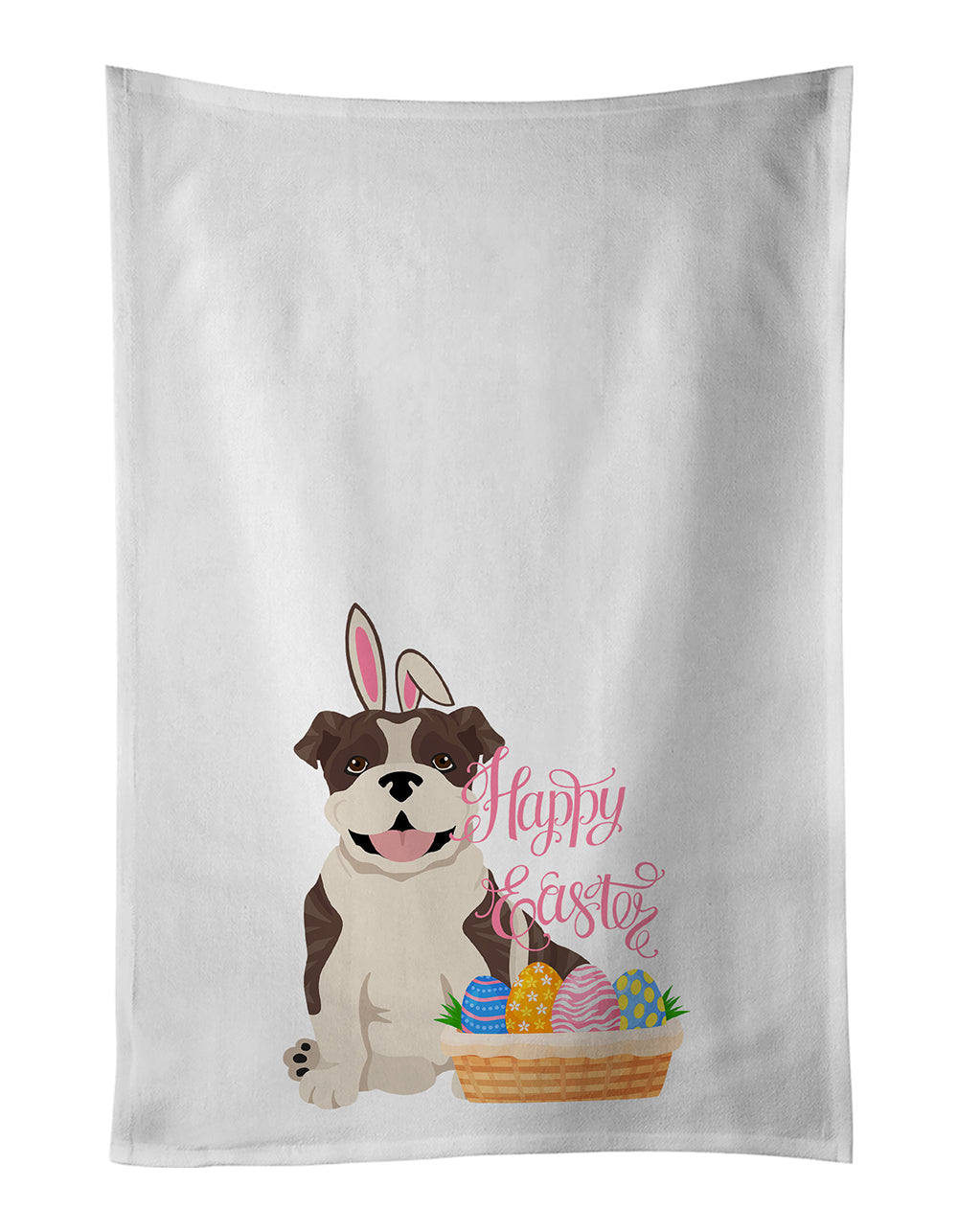 Brindle English Bulldog Easter Kitchen Towel Set of 2 - One Color / One Size - Home & Garden - Home Textile - Towels