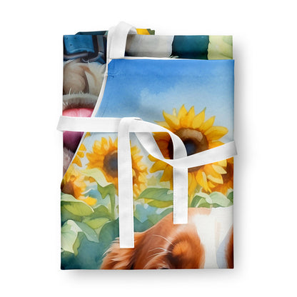 Brittany Spaniel in Sunflowers Apron - One Color / One Size - Home & Garden - Kitchen Dining & Bar - Table Decoration &