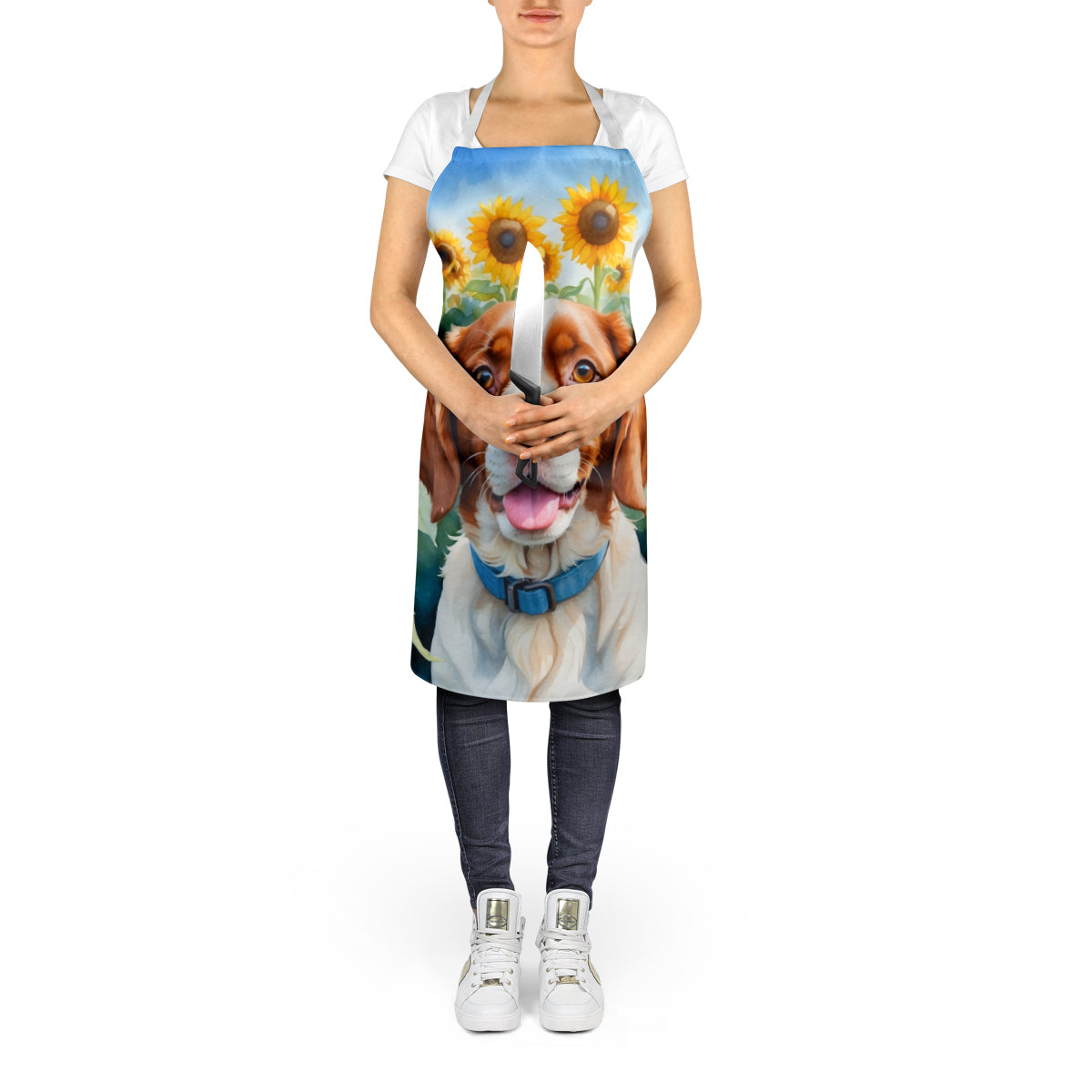 Brittany Spaniel in Sunflowers Apron - One Color / One Size - Home & Garden - Kitchen Dining & Bar - Table Decoration &