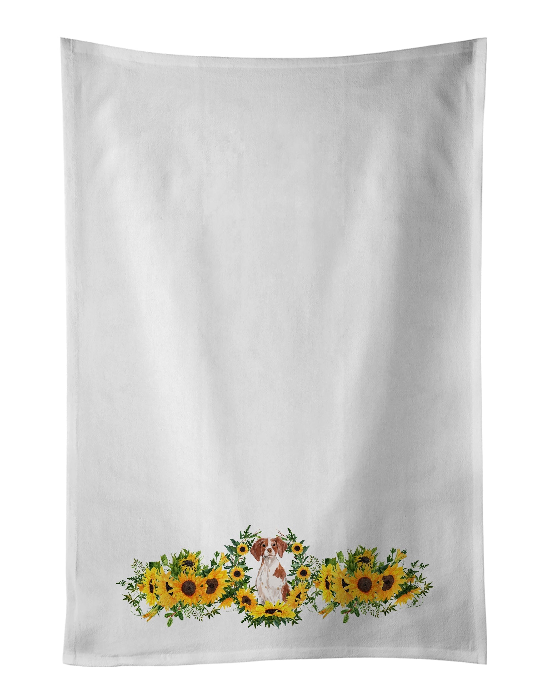Brittany Spaniel in Sunflowers Kitchen Towel Set of 2 - One Color / One Size - Home & Garden - Home Textile - Towels