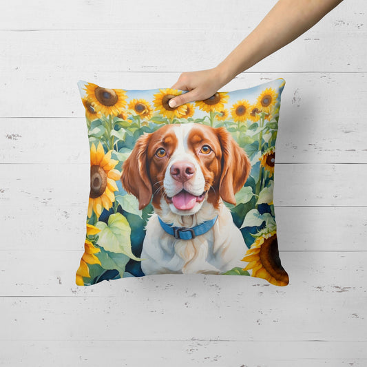 Brittany Spaniel in Sunflowers Throw Pillow - One Color / One Size - Home & Garden - Home Textile - Pillows