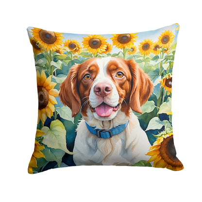 Brittany Spaniel in Sunflowers Throw Pillow - One Color / One Size - Home & Garden - Home Textile - Pillows