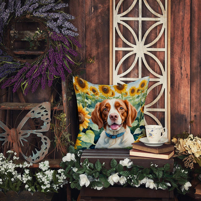 Brittany Spaniel in Sunflowers Throw Pillow - One Color / One Size - Home & Garden - Home Textile - Pillows