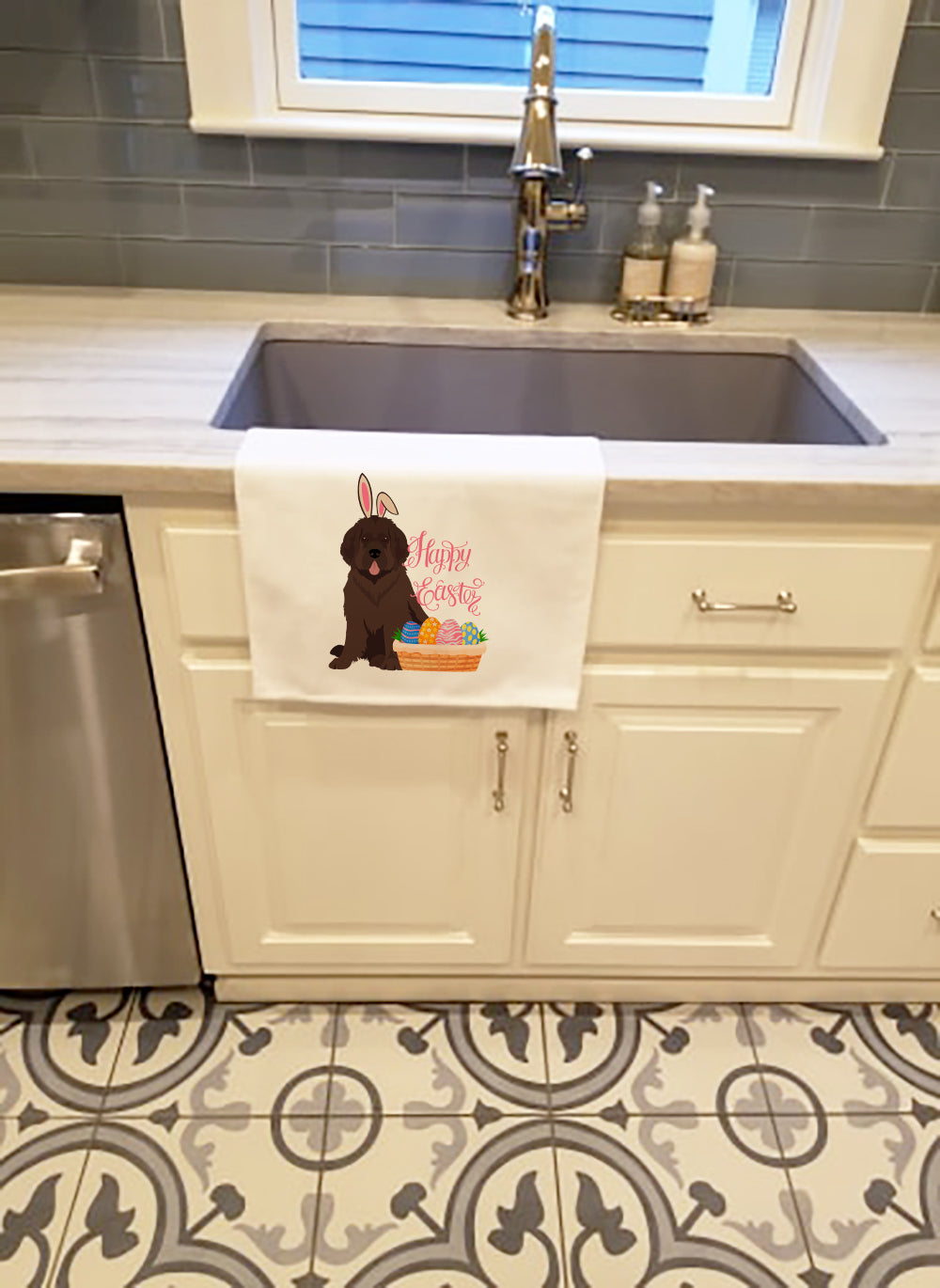 Brown Newfoundland Easter Kitchen Towel Set of 2 - One Color / One Size - Home & Garden - Home Textile - Towels