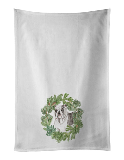 Bulldog Brindled Christmas Wreath Kitchen Towel Set of 2 - One Color / One Size - Home & Garden - Home Textile - Towels