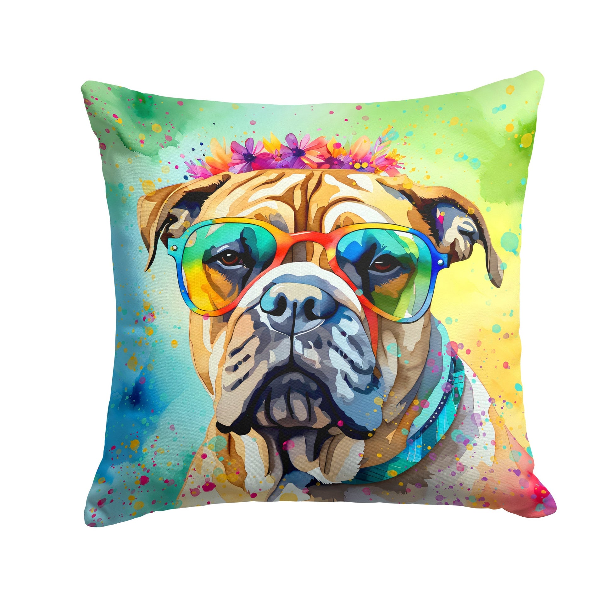 Bullmastiff Hippie Dawg Throw Pillow - One Color / One Size - Home & Garden - Home Textile - Pillows