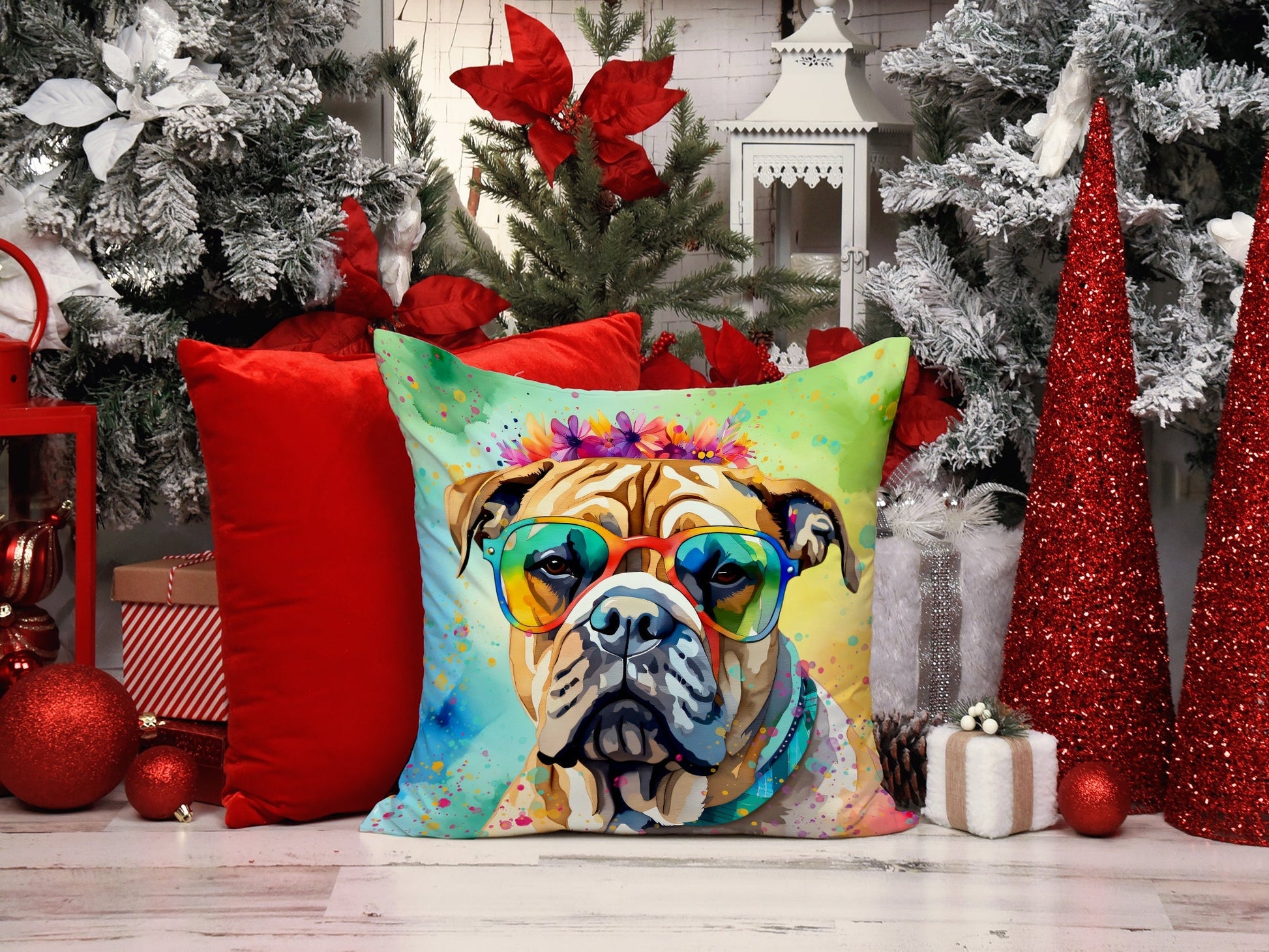 Bullmastiff Hippie Dawg Throw Pillow - One Color / One Size - Home & Garden - Home Textile - Pillows