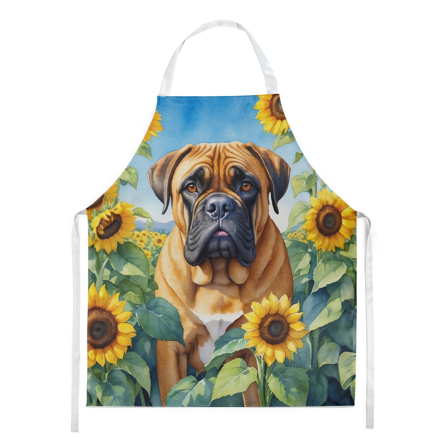 Bullmastiff in Sunflowers Apron - One Color / One Size - Home & Garden - Kitchen Dining & Bar - Table Decoration &