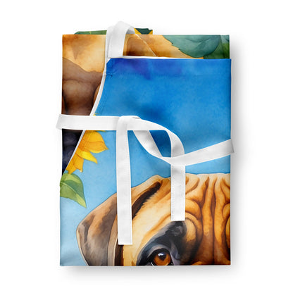 Bullmastiff in Sunflowers Apron - One Color / One Size - Home & Garden - Kitchen Dining & Bar - Table Decoration &