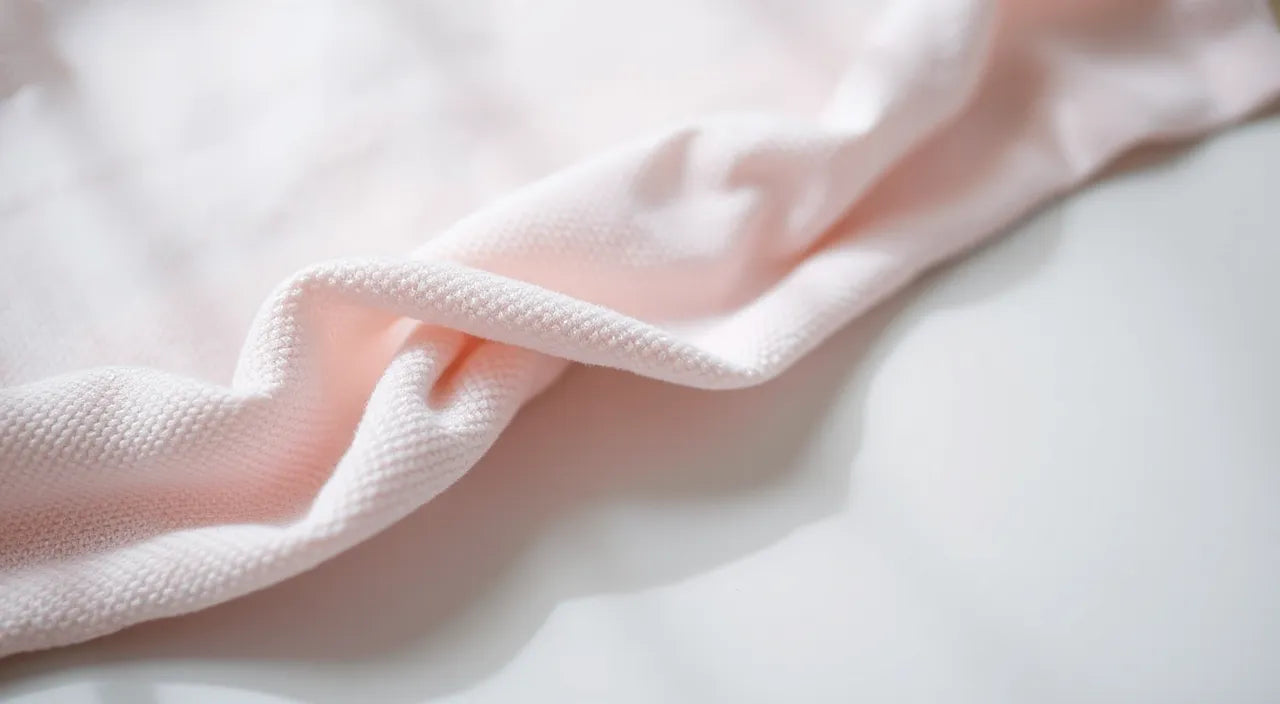 Colorful towel tags, wash symbols, absorbency cues