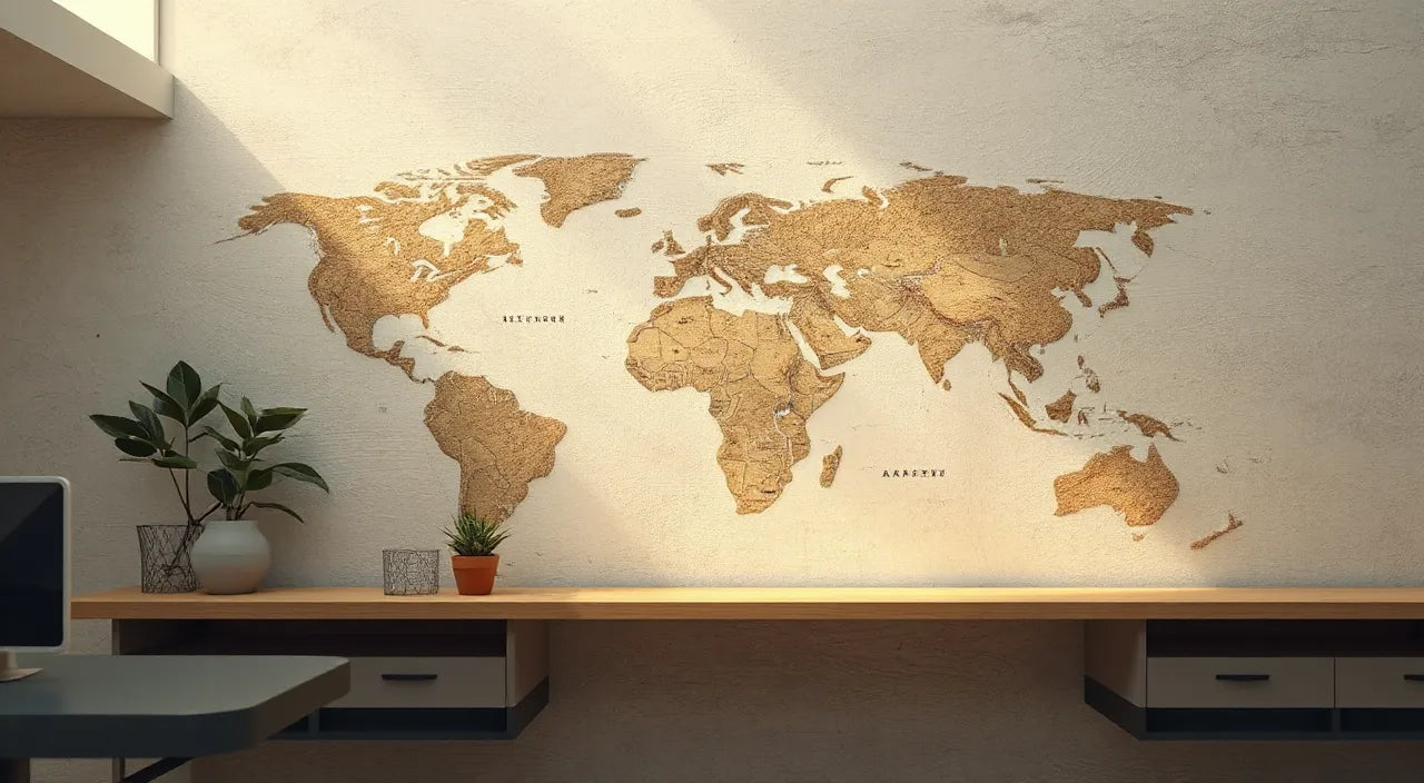 Storage map with labeled bins, tidy lines, and soft glow
