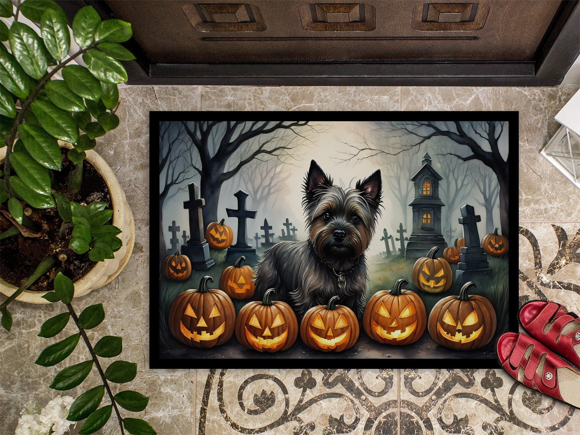 Cairn Terrier Spooky Halloween Doormat - One Color / One Size - Home & Garden - Home Textile - Carpets & Rugs
