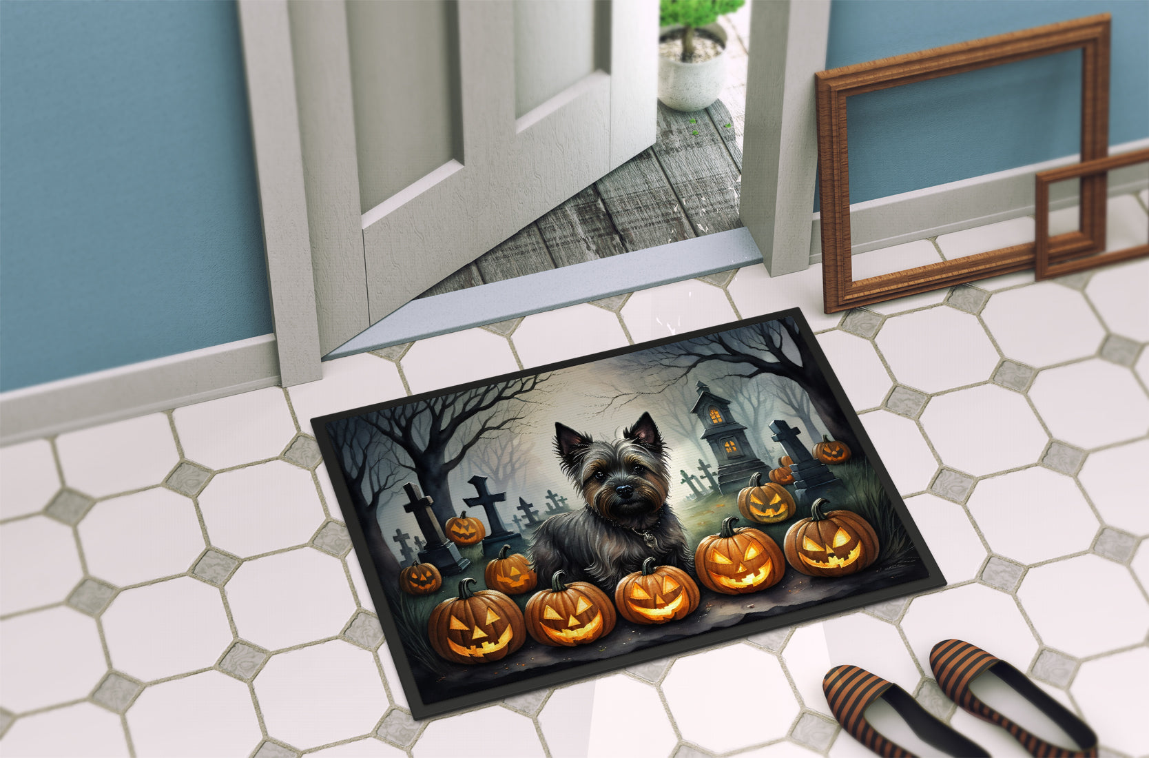 Cairn Terrier Spooky Halloween Doormat - One Color / One Size - Home & Garden - Home Textile - Carpets & Rugs