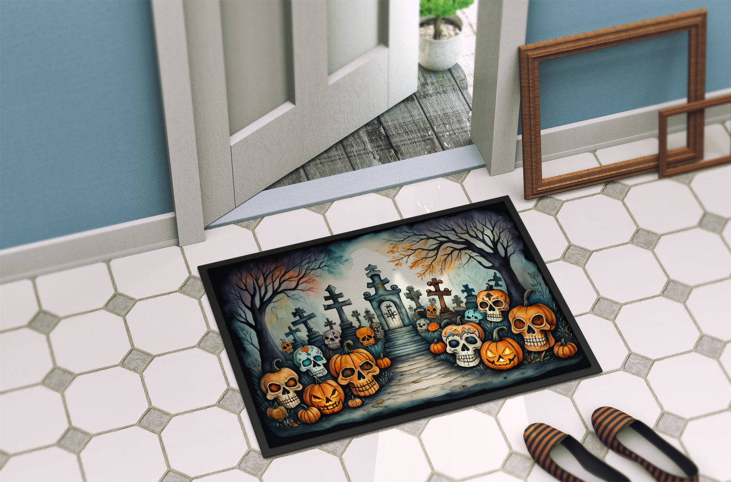 Calaveras Sugar Skulls Spooky Halloween Doormat - One Color / One Size - Home & Garden - Home Textile - Carpets & Rugs