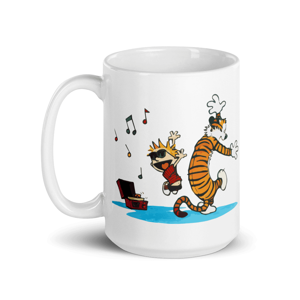 Calvin and Hobbes Dancing With Record Player Mug - 15oz (444mL) - Home & Garden - Kitchen Dining & Bar - Coffeeware