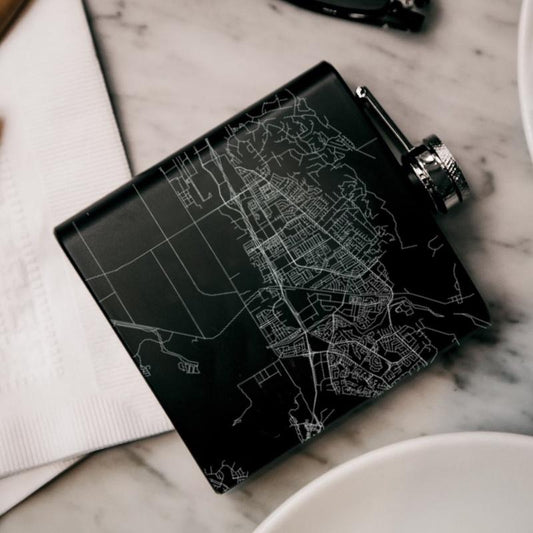 Camarillo - California Map Hip Flask in Matte Black - Drinkware