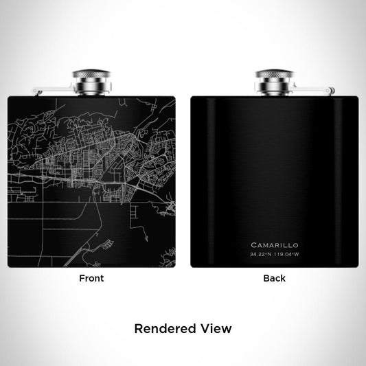 Camarillo - California Map Hip Flask in Matte Black - Drinkware