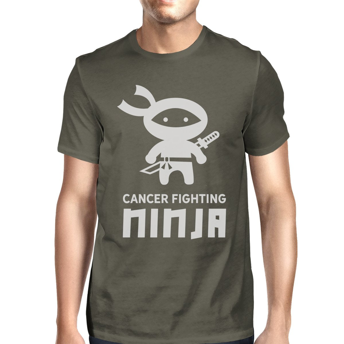 Cancer Fighting Ninja Mens Shirt - DARK GREY / SMALL - Men’s Fashion - Men’s Clothing - Tops & Tees - T-Shirts