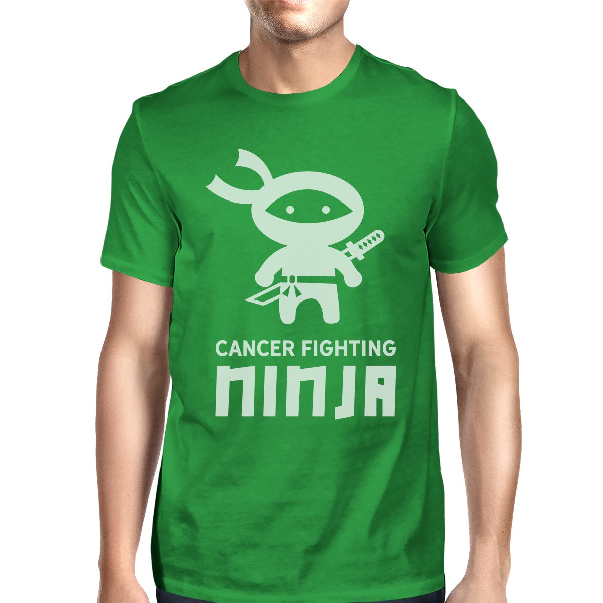 Cancer Fighting Ninja Mens Shirt - GREEN / SMALL - Men’s Fashion - Men’s Clothing - Tops & Tees - T-Shirts