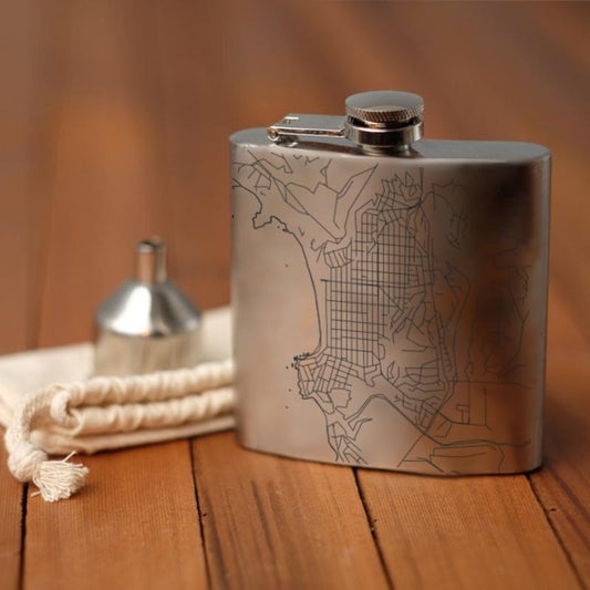 Carmel-by-the-Sea - California Map Hip Flask - Drinkware
