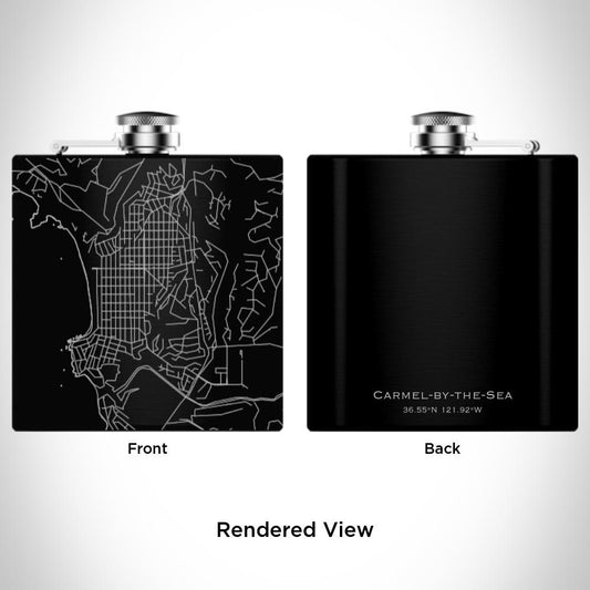 Carmel-by-the-Sea - California Map Hip Flask in Matte Black - Drinkware