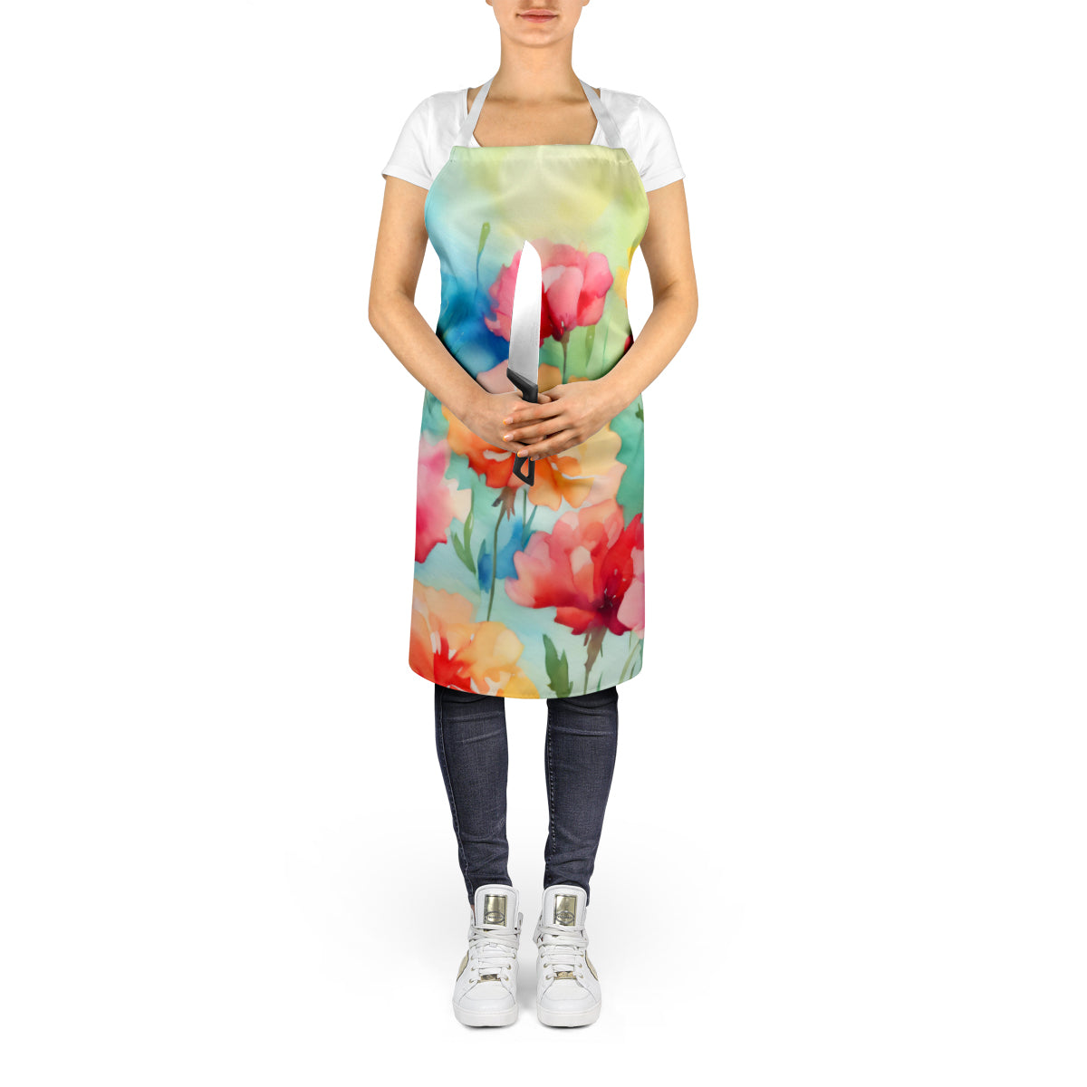 Carnations in Watercolor Apron - One Color / One Size - Home & Garden - Kitchen Dining & Bar - Table Decoration &