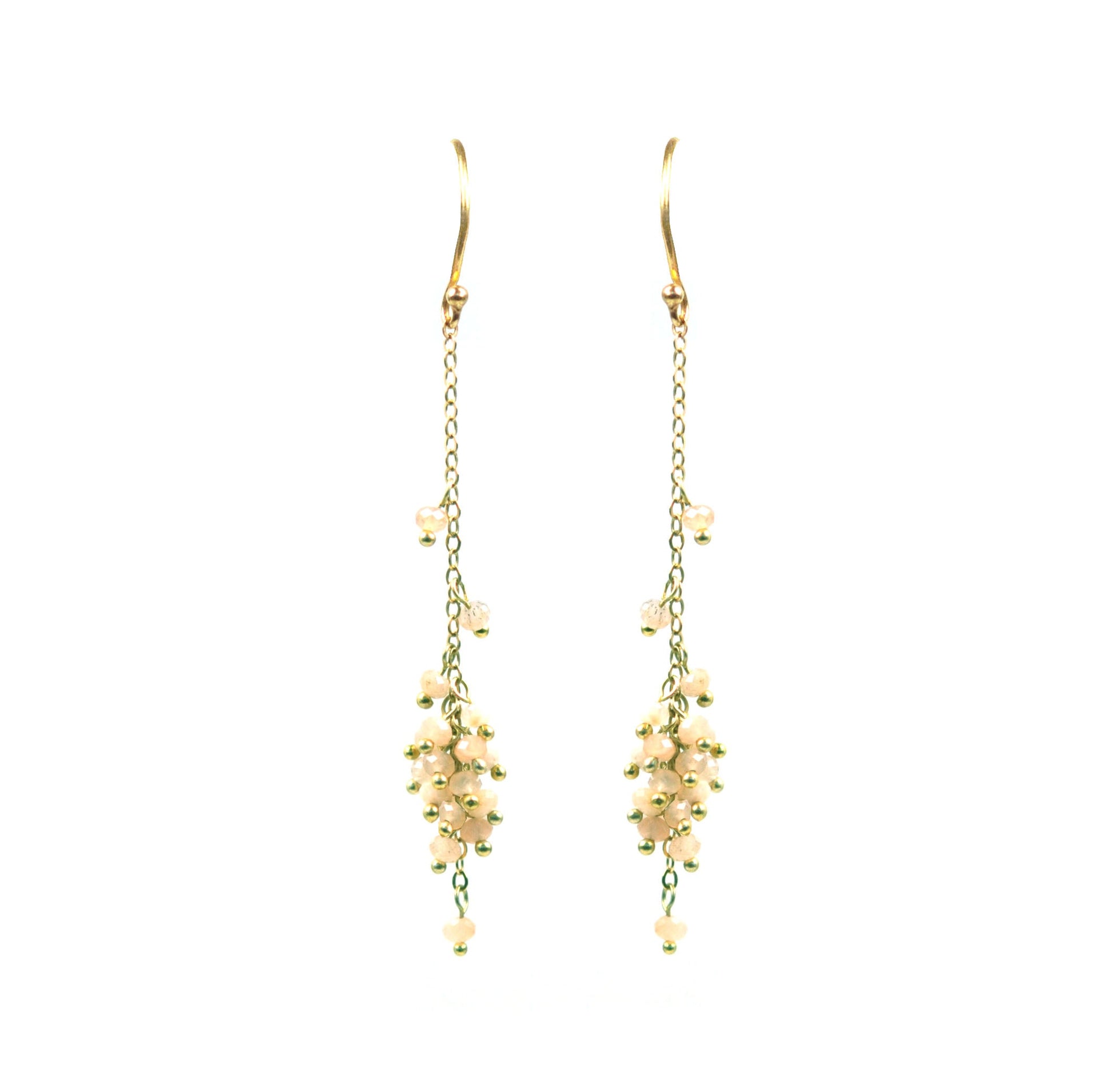 Cascading Peach Moonstone Cluster Earrings - One Color / One Size - Jewelry & Accessories - Earrings - Drop Earrings