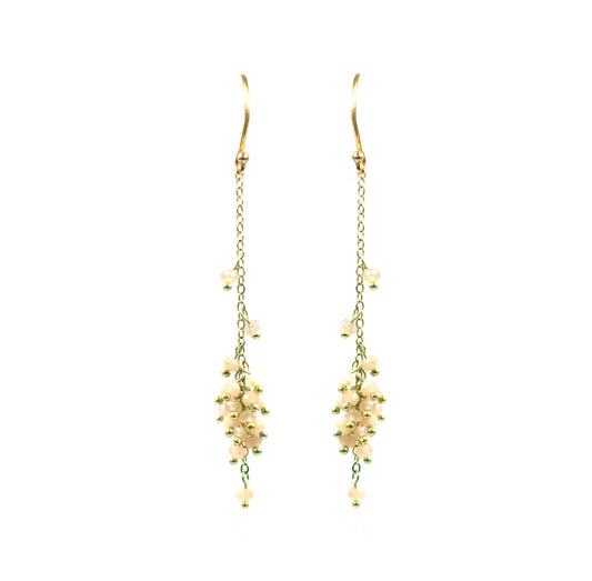 Cascading Peach Moonstone Cluster Earrings - One Color / One Size - Jewelry & Accessories - Earrings - Drop Earrings