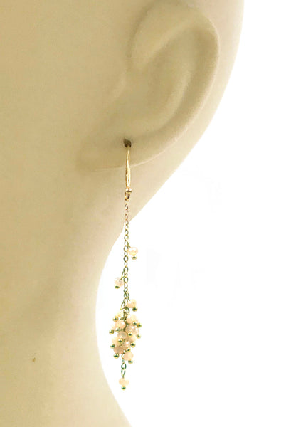 Cascading Peach Moonstone Cluster Earrings - One Color / One Size - Jewelry & Accessories - Earrings - Drop Earrings