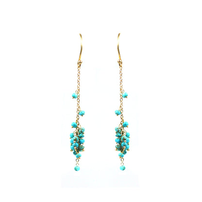 Cascading Turquoise Cluster Earrings - One Color / One Size - Jewelry & Accessories - Earrings - Drop Earrings