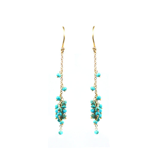 Cascading Turquoise Cluster Earrings - One Color / One Size - Jewelry & Accessories - Earrings - Drop Earrings