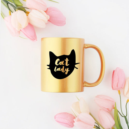 Cat Gold & Silver Mug - Gold - Home & Garden - Kitchen Dining & Bar - Dinnerware