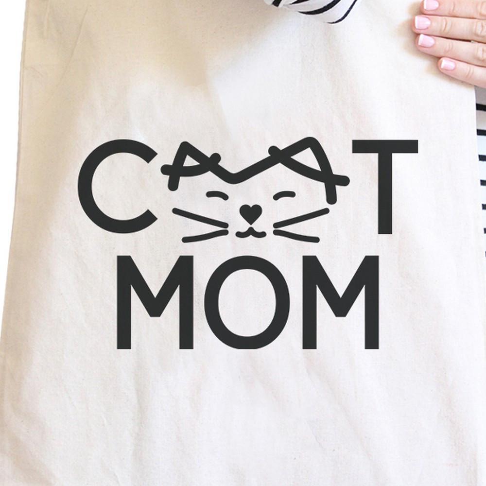 Cat Mom Natural Canvas Tote Bag - One Color / One Size - Bags & Luggage - Women’s Bags