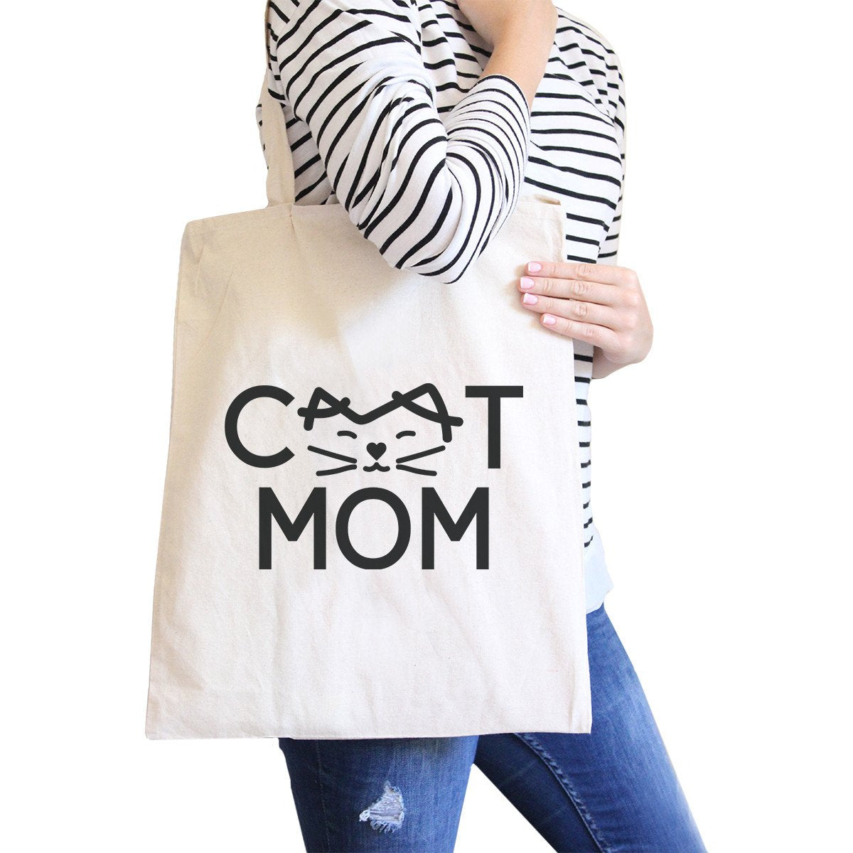 Cat Mom Natural Canvas Tote Bag - One Color / One Size - Bags & Luggage - Women’s Bags
