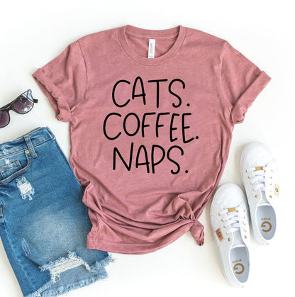 Cats Coffee Naps T-Shirt - Women’s Fashion - Women’s Clothing - Tops & Tees - T-Shirts
