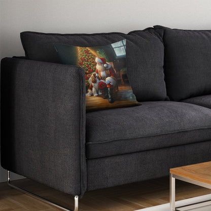 Cavalier Spaniel and Santa Claus Throw Pillow - One Color / One Size - Home & Garden - Home Textile - Pillows