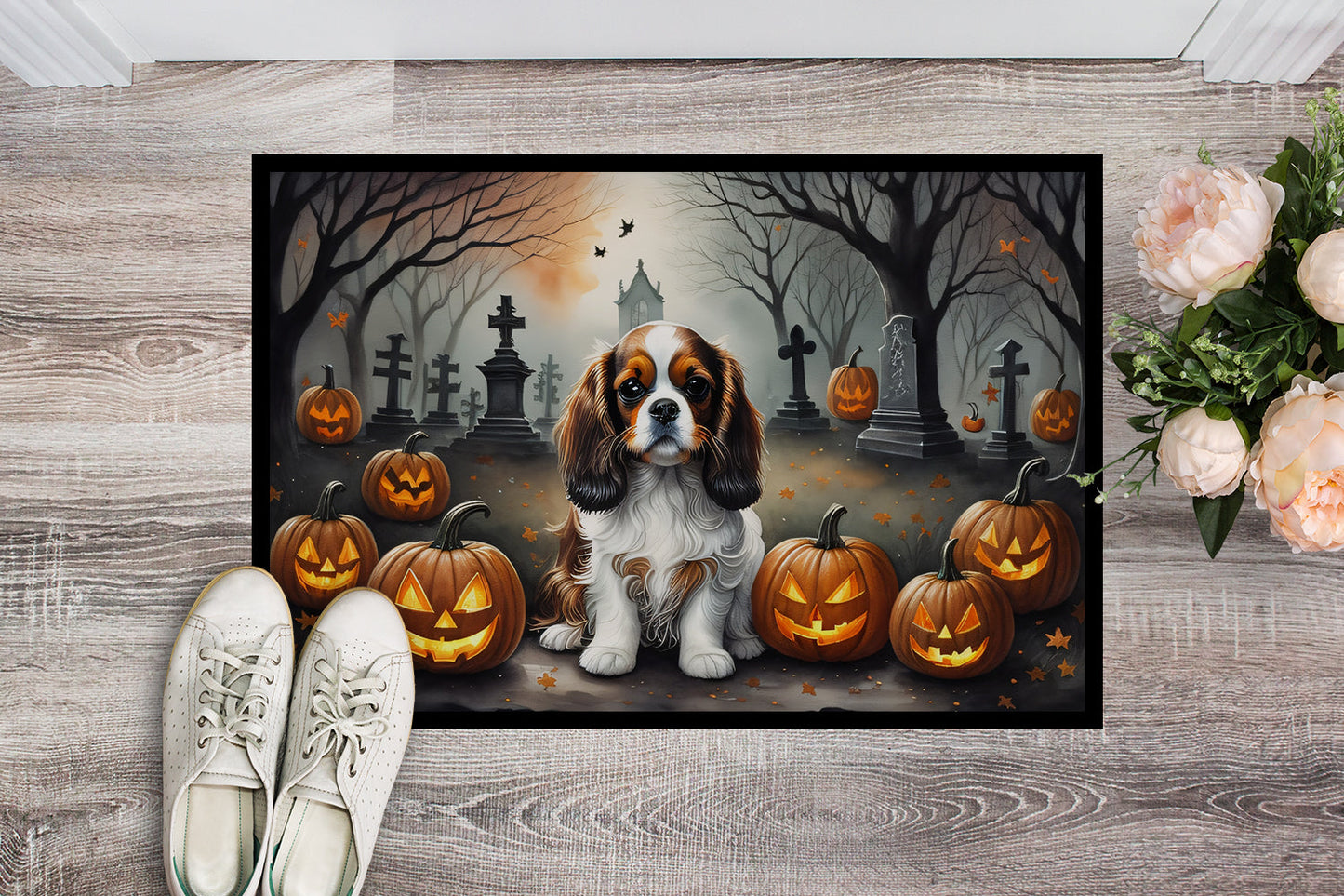 Cavalier Spaniel Spooky Halloween Doormat - One Color / One Size - Home & Garden - Home Textile - Carpets & Rugs